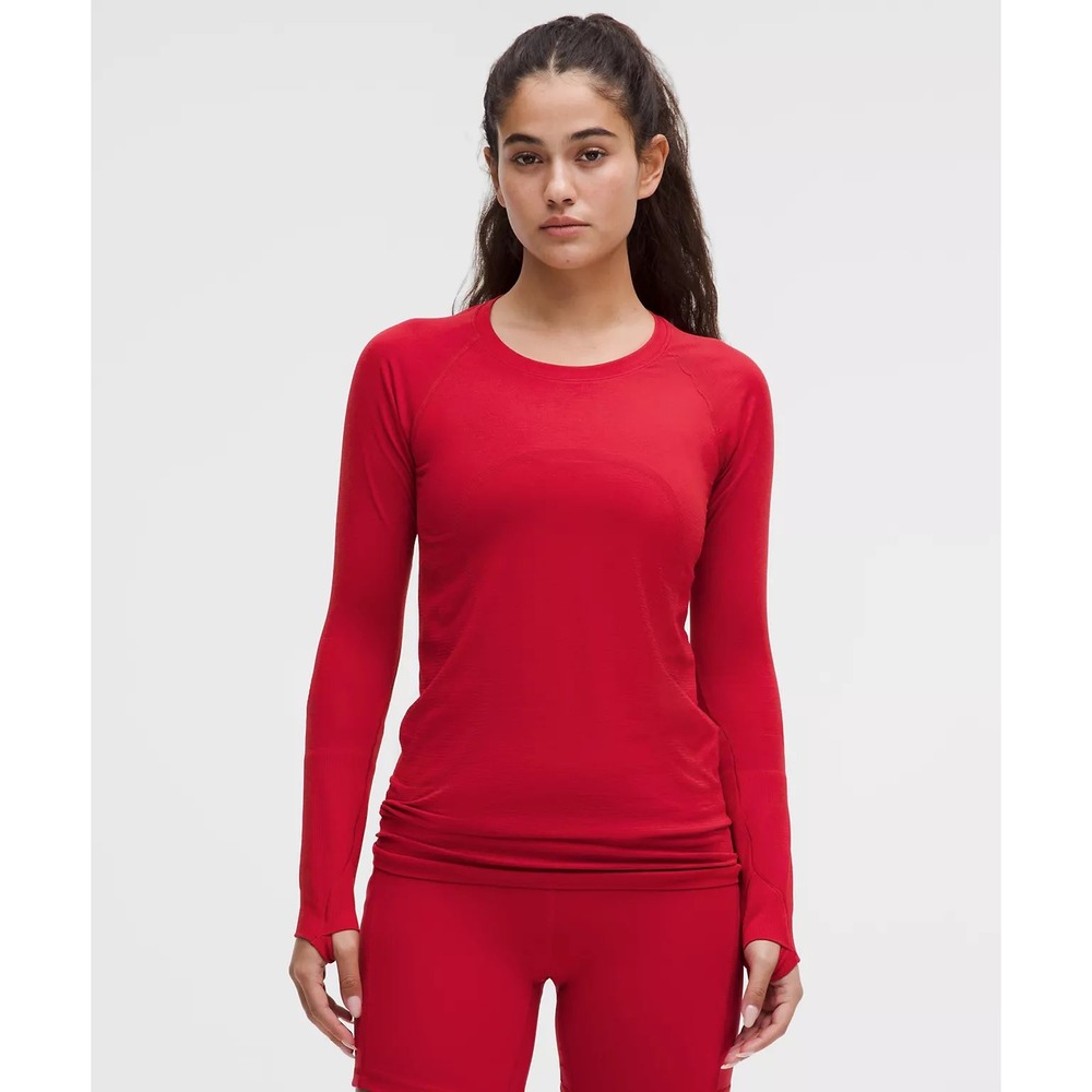 Lululemon Swiftly Tech Long Sleeve Shirt Red Size 8 Activewear Running Top
